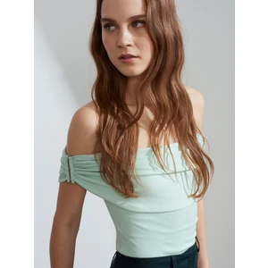 10797 Omzu Açık Triko Bluz-Mint