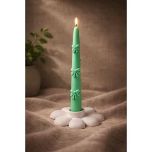 Şamdanlı Çiçek Detaylı Şam’dan Mum | El Yapımı Soya Wax