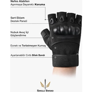 Black Hawk Blackhawk Askeri Tactical Kesik Destekli Pilot Eldiven Siyah