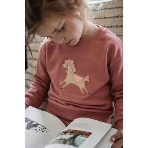 At Aplikeli Sweatshirt 1-6 Yaş Gül Kurusu