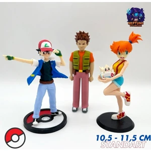 #0000 Ash Misty Brock Pokemon Eğitmeni Figür Seti