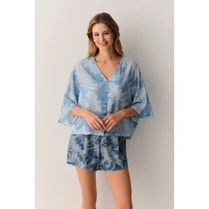 Paisly Gömlek Yaka Şort Pijama Takımı