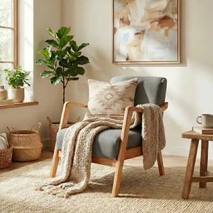 Favela Bohem Berjer Natürel Ahşap, Gri