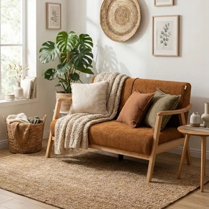 Favela Bohem Ikili Berjer Natürel Ahşap, Hardal