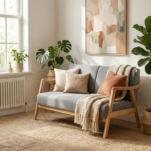 Favela Bohem Ikili Berjer Natürel Ahşap, Gri