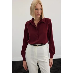 Düz Klasik Gömlek - Bordo