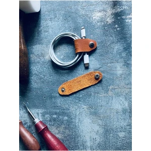 2 Adet Hakiki Deri Kablo Tutucu - Camel