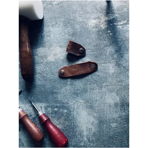 2 Adet Hakiki Deri Kablo Tutucu - Taba