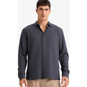 Modern Fit Polo Yaka Dokuma Uzun Kollu Gömlek D7246AX26SP