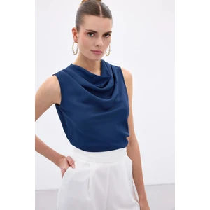 Degaje Yaka Kolsuz Bluz - Indigo