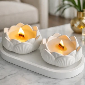 2'li Lotus Mumluk & Dekoratif Tabak