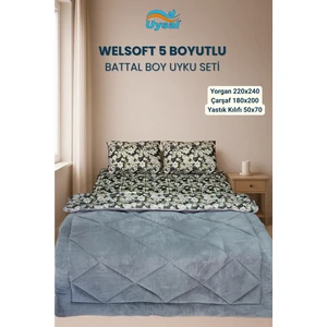 Uysal Yorgan Welsoft 5 Boyutlu Battal Boy Uyku Seti GRİ