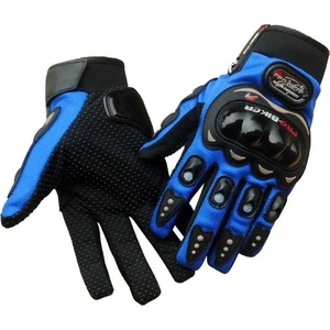 Korumalı Motosiklet Eldiveni Uzun Model Mavi