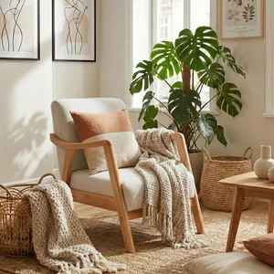 Favela Bohem Berjer Natürel Ahşap, Kırık Beyaz