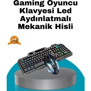 Mekanik Oyuncu Seti - LED Işıklandırma ve Ergonomik Mouse