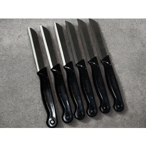 Meyve Bıçağı 6'li Simli Siyah Set