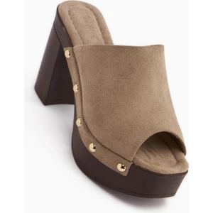 Gracia Vizon Süet Platform Topuklu Kadın Terlik