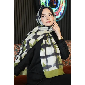 Batik Çizgi Desen Zeytuni Soft Pamuk Şal