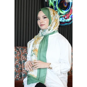 Çiçek Desen Sarı Soft Pamuk Şal