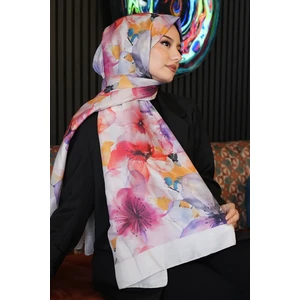 Orkide Desen Pudra Soft Pamuk Şal