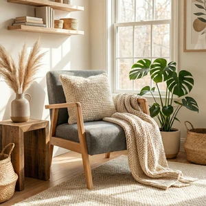 Pavia Berjer Natürel Ahşap, Gri