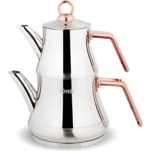 4059BKR Yıldız Orta Boy Çelik Çaydanlık Bakır Kulp