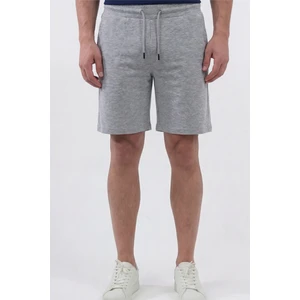 Erkek Gri Oversize Relaxed Bermuda Şort Rahat Kalıp