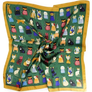 Kedi Baskılı Kare Fular / Bandana / Eşarp