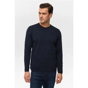 Lacivert Regular Bisiklet Yaka Kazak