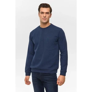 Lacivert Regular Düz Bisiklet Yaka Sweatshirt