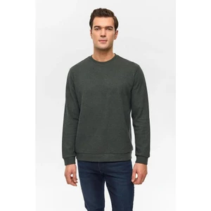 Haki Regular Düz Bisiklet Yaka Sweatshirt