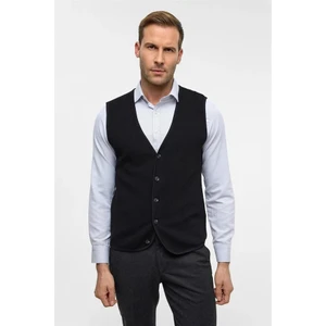 Siyah Regular V Yaka Triko Yelek