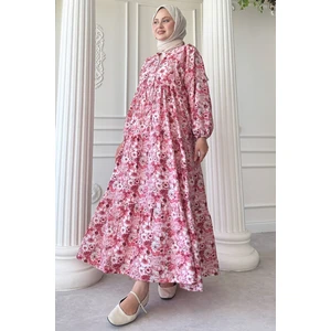 Nergis Çiçeği Pembe Mango Elbise
