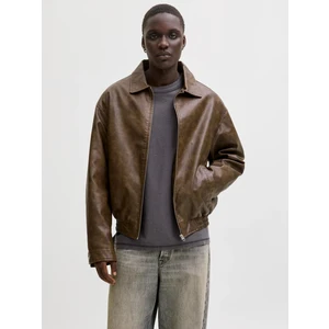 Jack & Jones Erkek Suni Deri Bomber Ceket - Leon