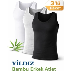 3'lü Erkek Bambu Likralı Atlet 315