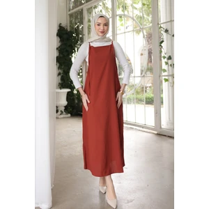 İmaj Butik Kiremit Ip Askılı Jile Elbise