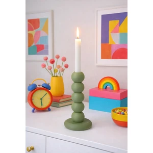 Bit Byte Brick Bubble Desenli Mumluk & Şamdan - Zeytin Yeşili