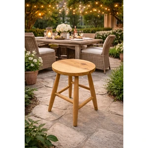 Çerçi Bazaar Yuvarlak Ahşap Tabure