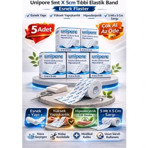 5 Adet Unipore 5mt x 5cmtıbbi Elastik Band Esnek Flaster