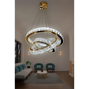 3 Katlı Kristal Taşlı Modern LED Avize