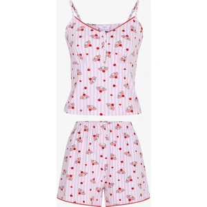 Pembe Melody Baskılı Şort Pijama Takımı