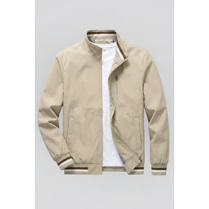 Klasik Fermuarlı Mevsimlik Erkek Mont & Ceket Krem