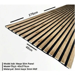 Mdf Ahşap Akustik Duvar  Paneli - 40 x 275 cm - Koyu Meşe