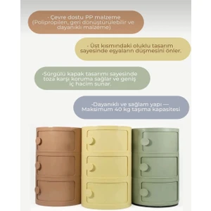 Duru 3 Çekmeceli Komodin Toz Pembe