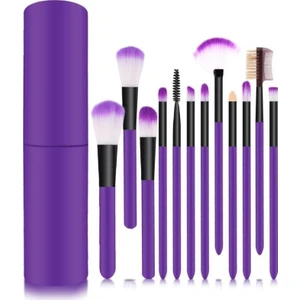 Mujgan Mor Renk Silindir Makyaj Fırça Seti 12 Adet Profesyonel Kullanım İçin Uygun