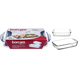 Dikdörtgen 2'li Borcam Set Cam Malzeme ile Fırın Tepsisi Seti 260 mm x 150 mm