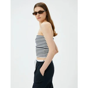 Straplez Üst Kat Detaylı Ribanalı Slim Fit