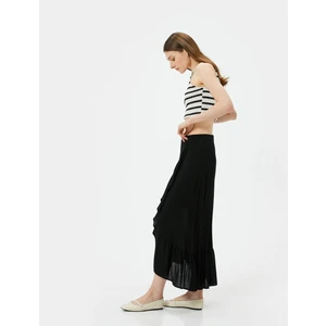 Viskon Midi Etek Fırfırlı Normal Bel