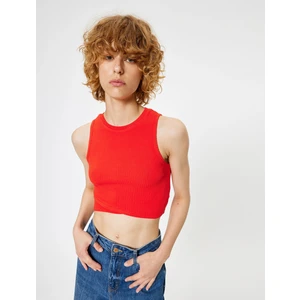 Basic Crop Atlet Baskılı Bisiklet  Yaka Pamuklu