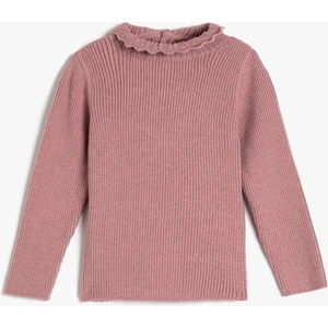 Basic Sweatshirt Dik Işlemeli Yaka Arkadan Düğmeli Uzun Kollu